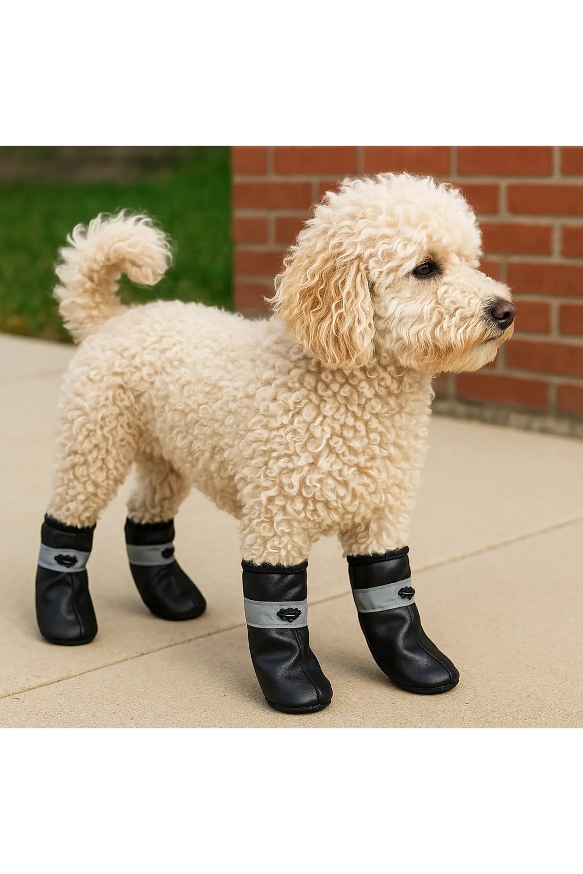 Dog Paw Protective Shoes – Black Leather, Waterproof, Non-Slip Sole, 4 Pairs