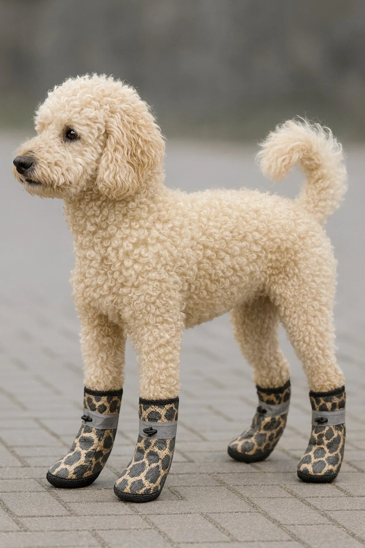 Dog Paw Protective Shoes – Leopard Leather, Waterproof, Non-Slip Sole, 4 Pairs