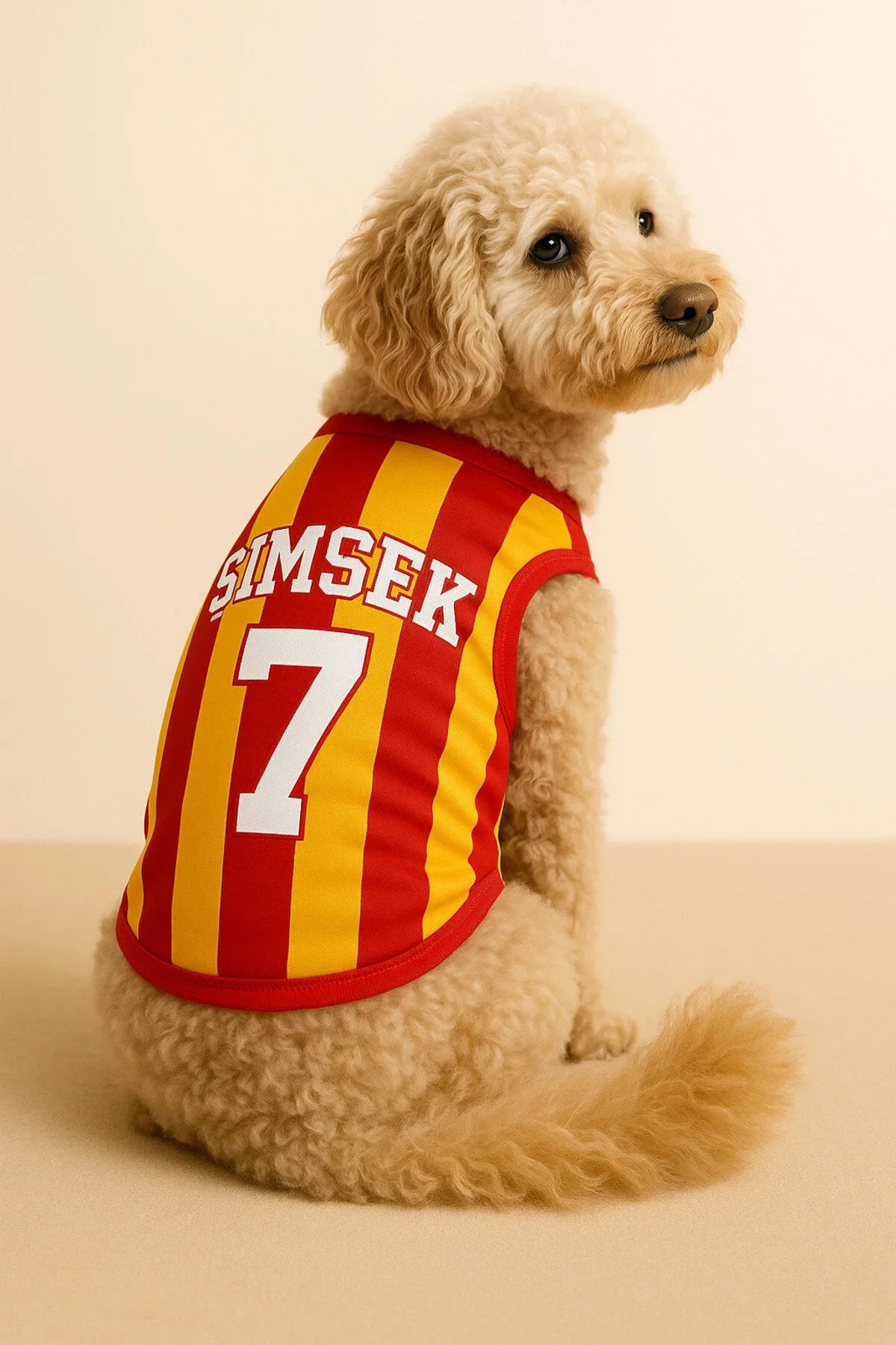 Personalized Name and Number Options Dog and Cat T-Shirt - Yellow & Red
