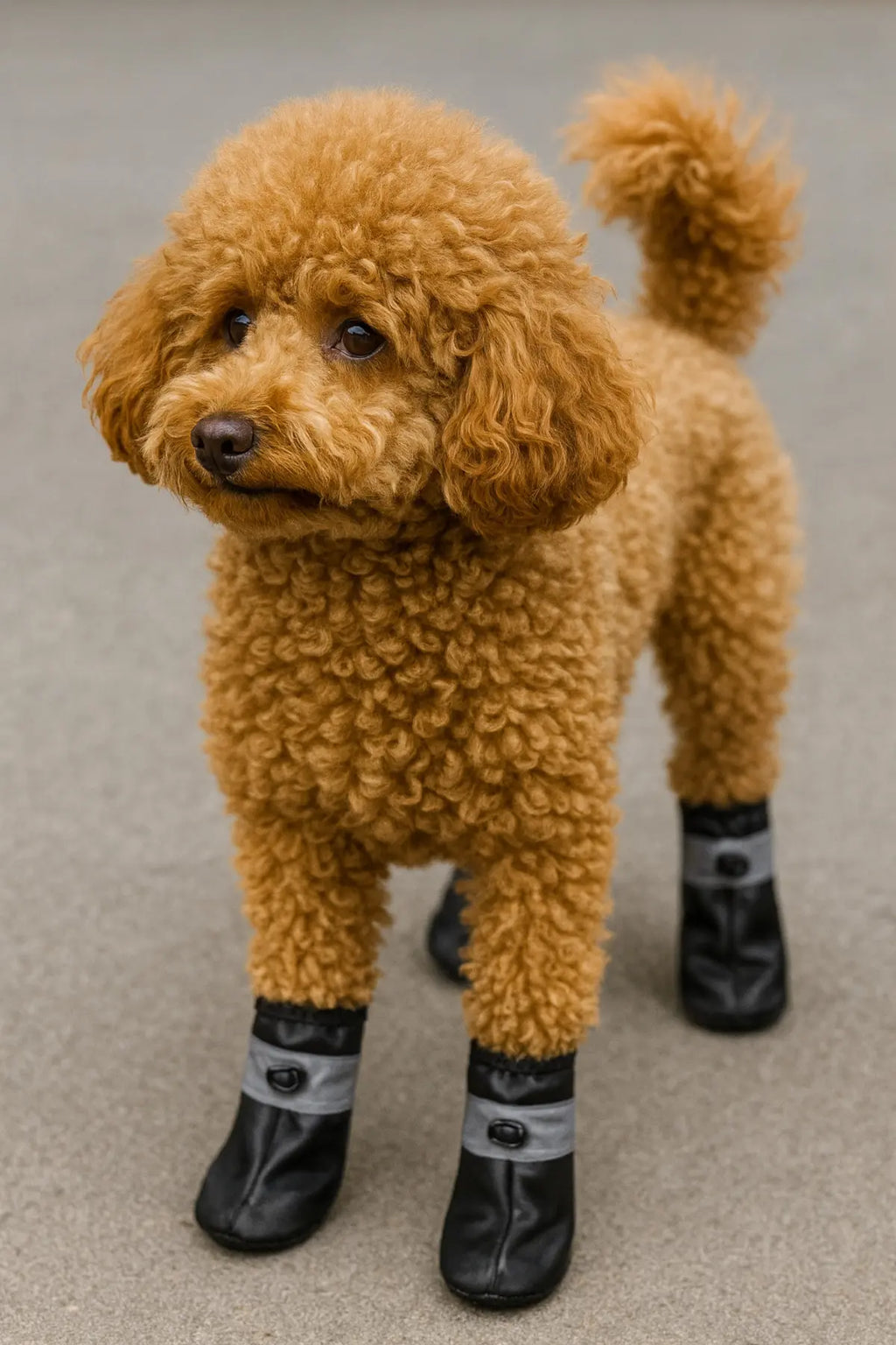 Dog Paw Protective Shoes – Black Leather, Waterproof, Non-Slip Sole, 4 Pairs
