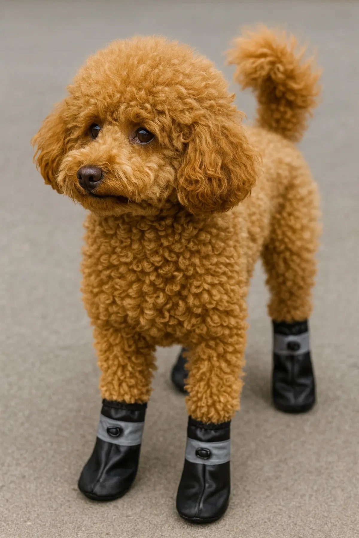 Dog Paw Protective Shoes – Black Leather, Waterproof, Non-Slip Sole, 4 Pairs