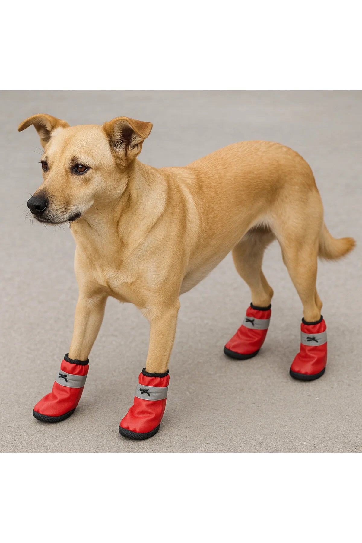 Dog Paw Protective Shoes – Red Leather, Waterproof, Non-Slip Sole, 4 Pairs