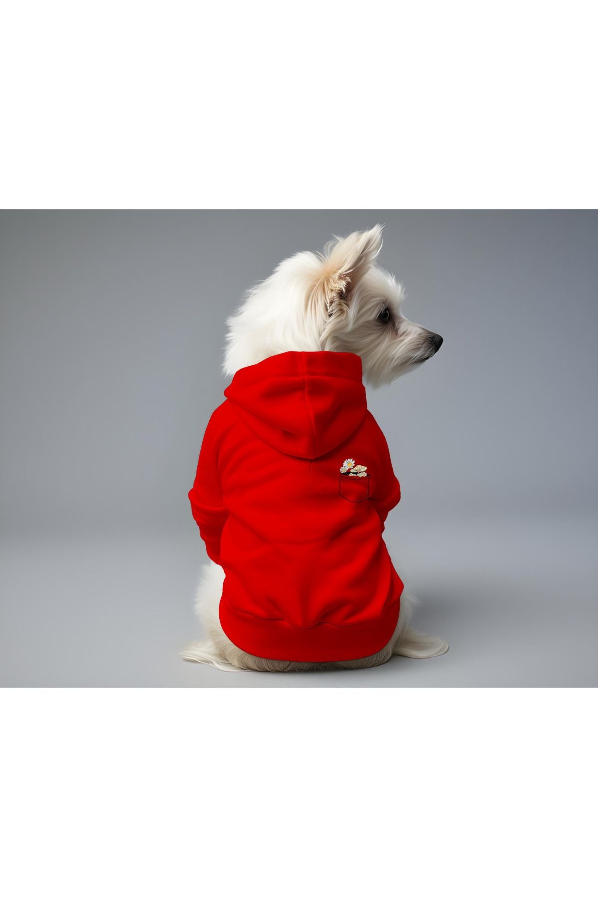 Dog or Cat Hoodie - Red Flower Pocket