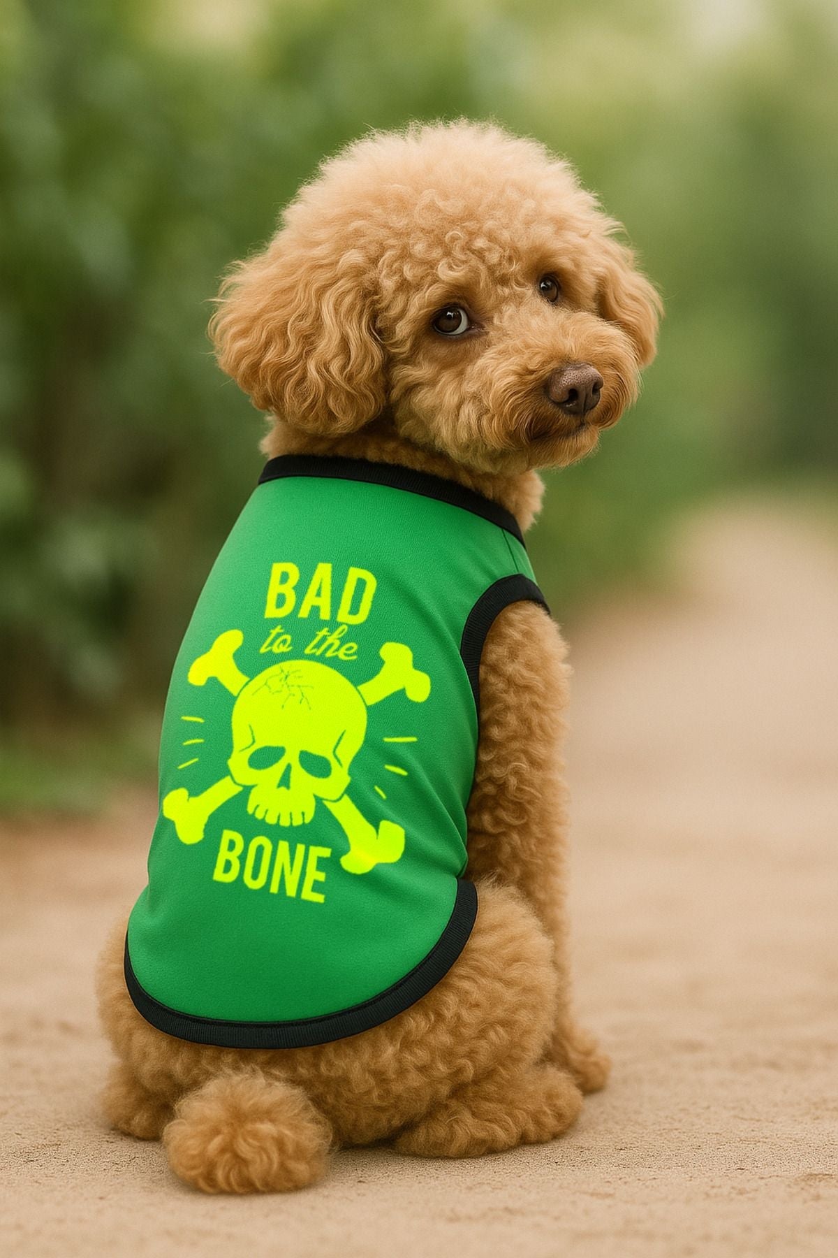 Dog or Cat T-Shirt - Green Bad To The Bone