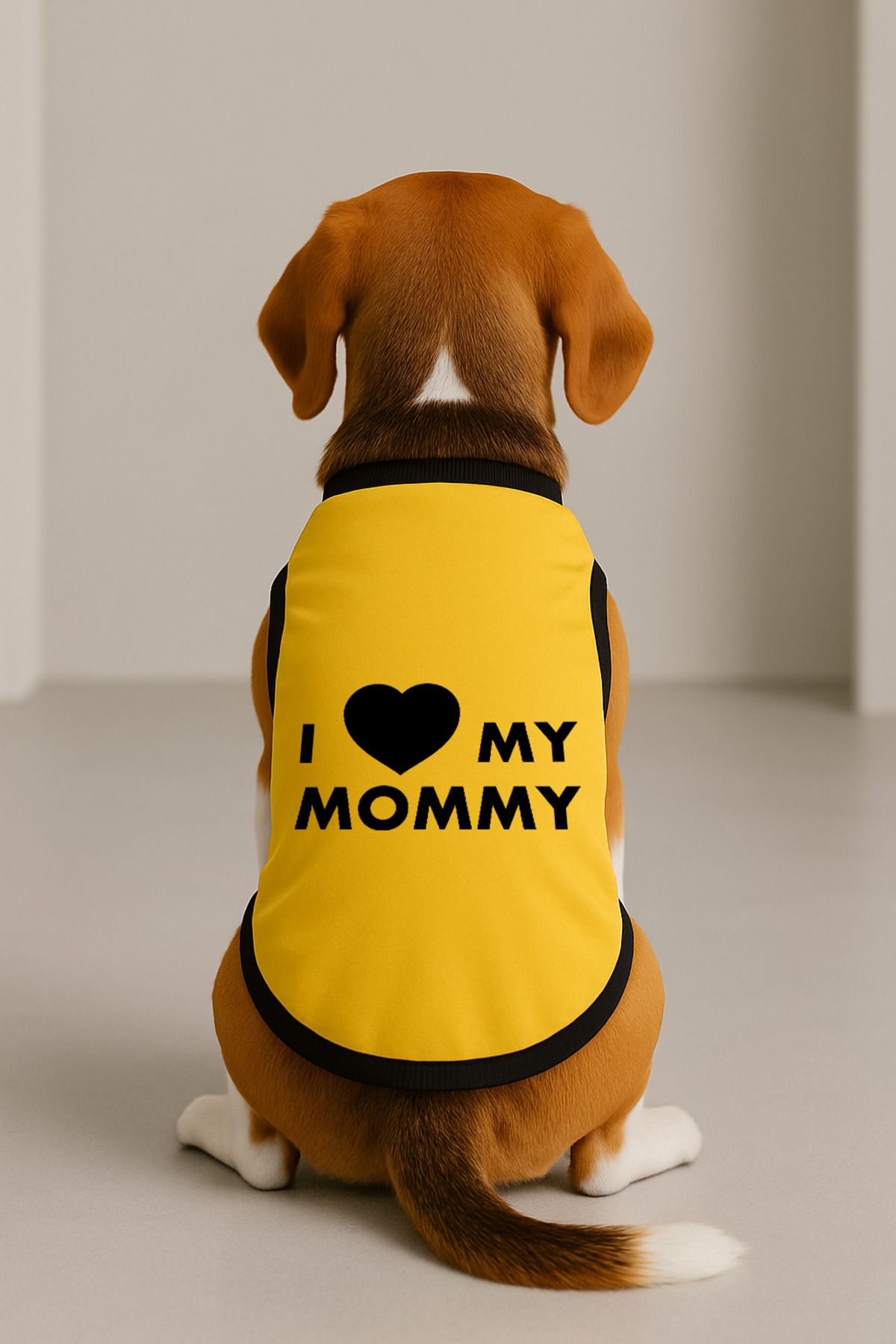 Dog or Cat T-Shirt - Yellow I Love Mommy
