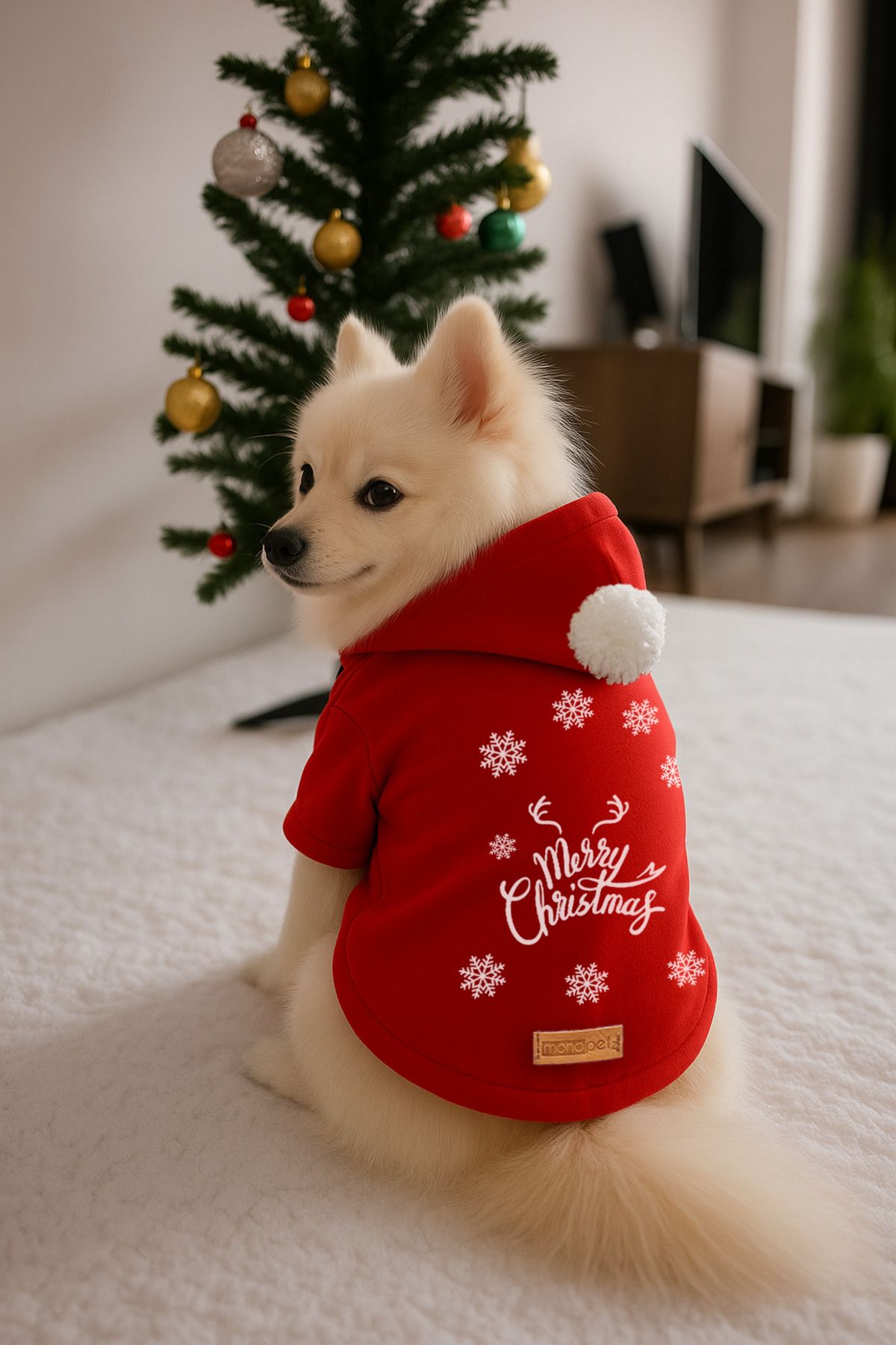 Dog or Cat Hoodie Costume - Christmas Pom-Pom v1