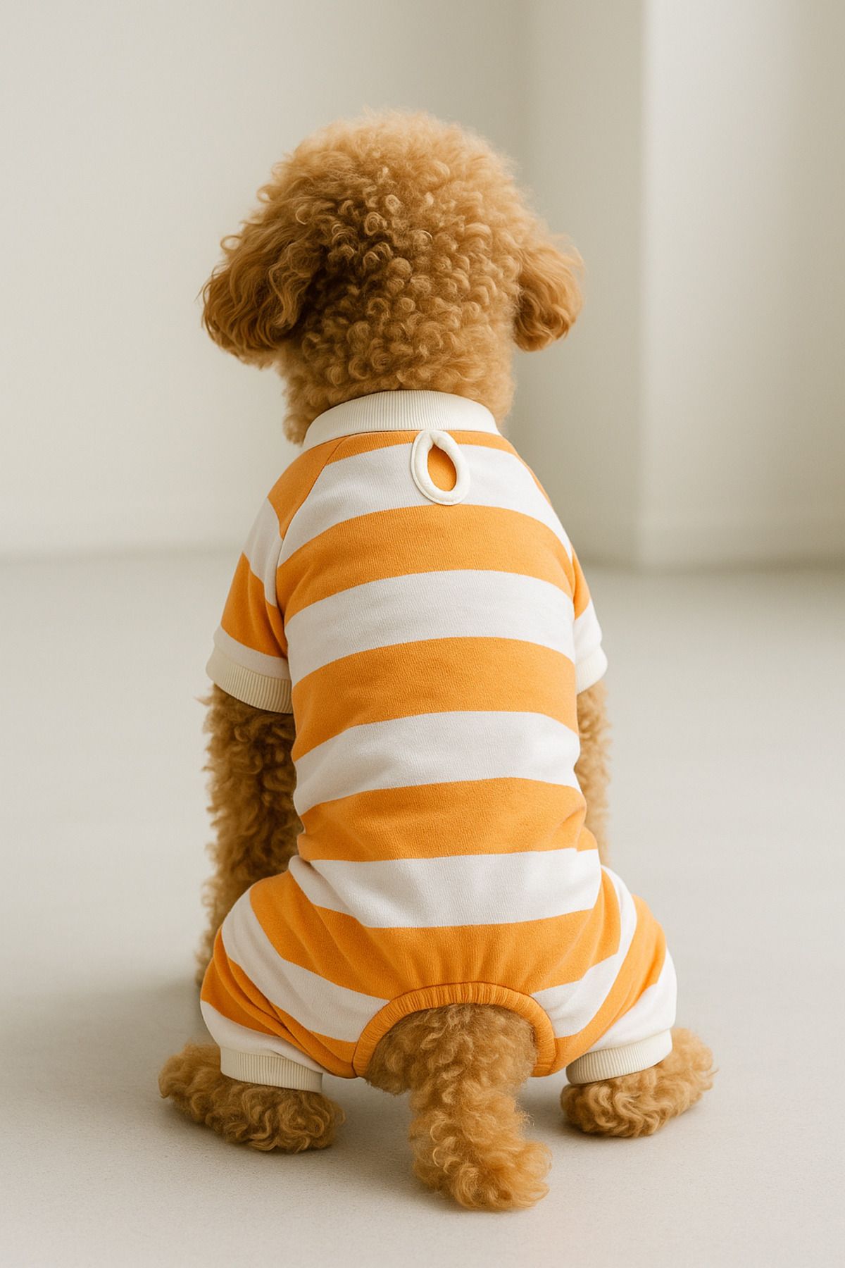 Dog or Cat 4 Leg Jumpsuit - Orange and White Striped